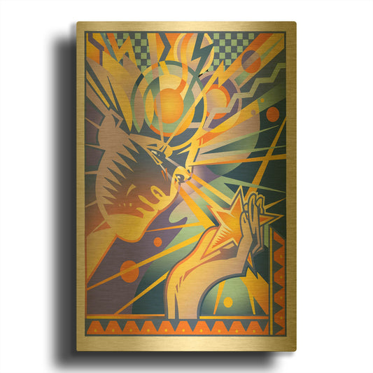 'Brainstorm' By David Chestnutt Gold Metal Wall Art