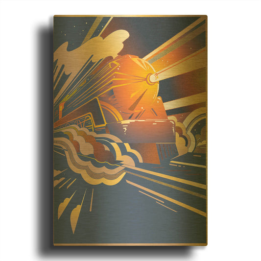 'Bullet Train' By David Chestnutt Gold Metal Wall Art