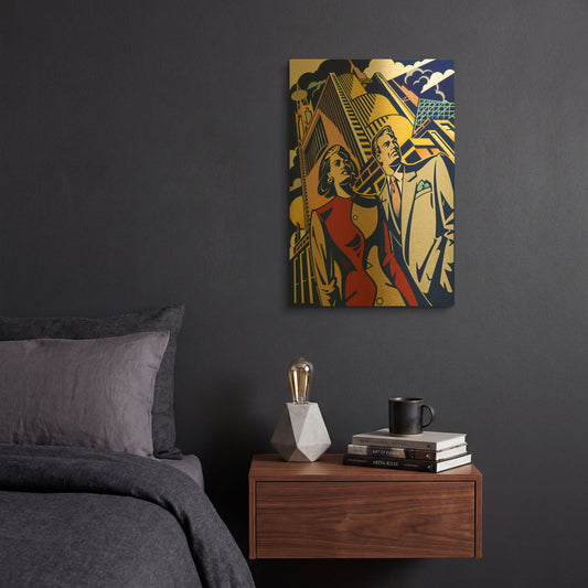 'Business Couple' By David Chestnutt Gold Metal Wall Art