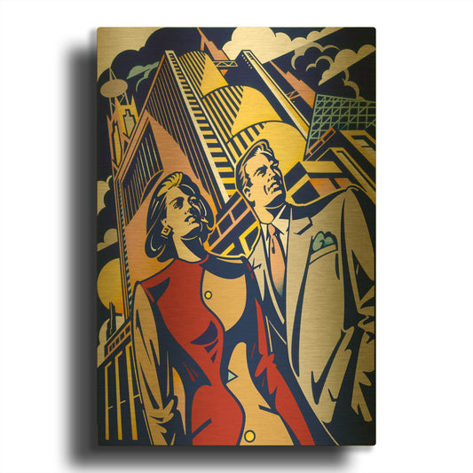'Business Couple' By David Chestnutt Gold Metal Wall Art