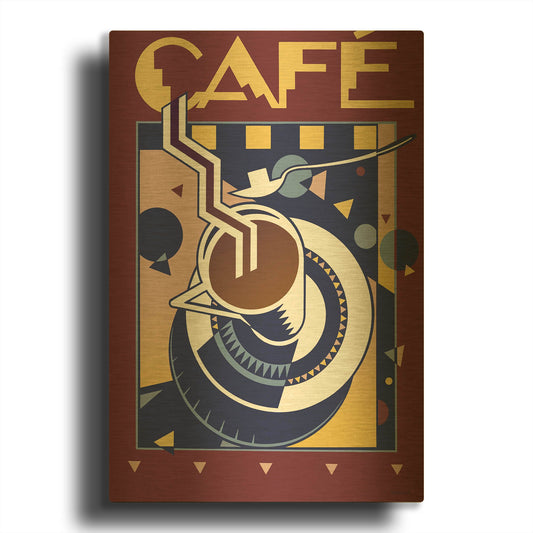 'Cafe' By David Chestnutt Gold Metal Wall Art