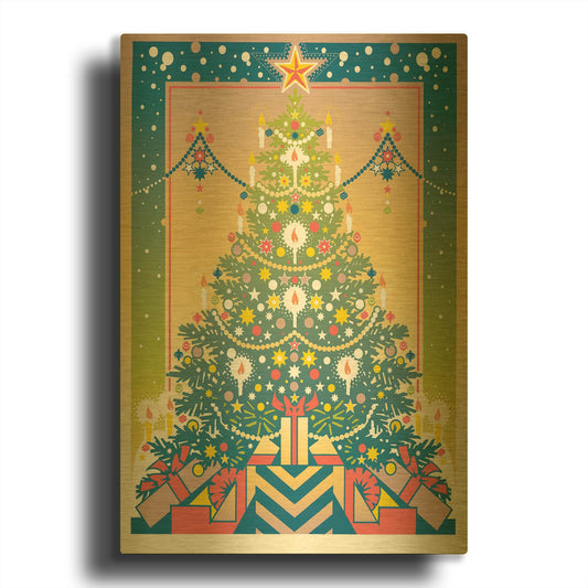 'Christmas Tree' By David Chestnutt Gold Metal Wall Art