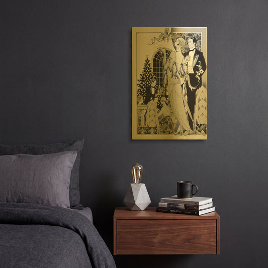 'Deco Christmas' By David Chestnutt Gold Metal Wall Art