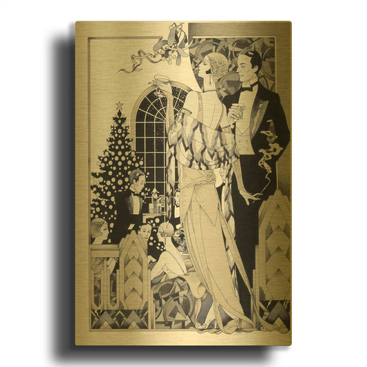 'Deco Christmas' By David Chestnutt Gold Metal Wall Art