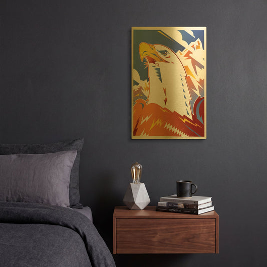 'Eagle' By David Chestnutt Gold Metal Wall Art