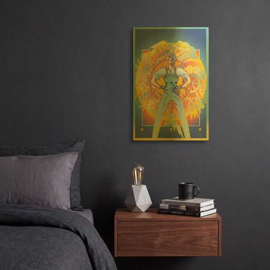'Environmental Rosie' By David Chestnutt Gold Metal Wall Art