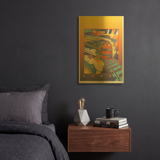 'Express' By David Chestnutt Gold Metal Wall Art