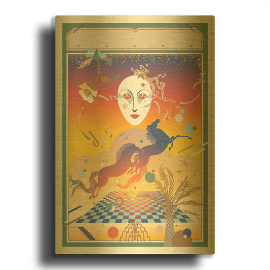 'Fantasy Mask' By David Chestnutt Gold Metal Wall Art