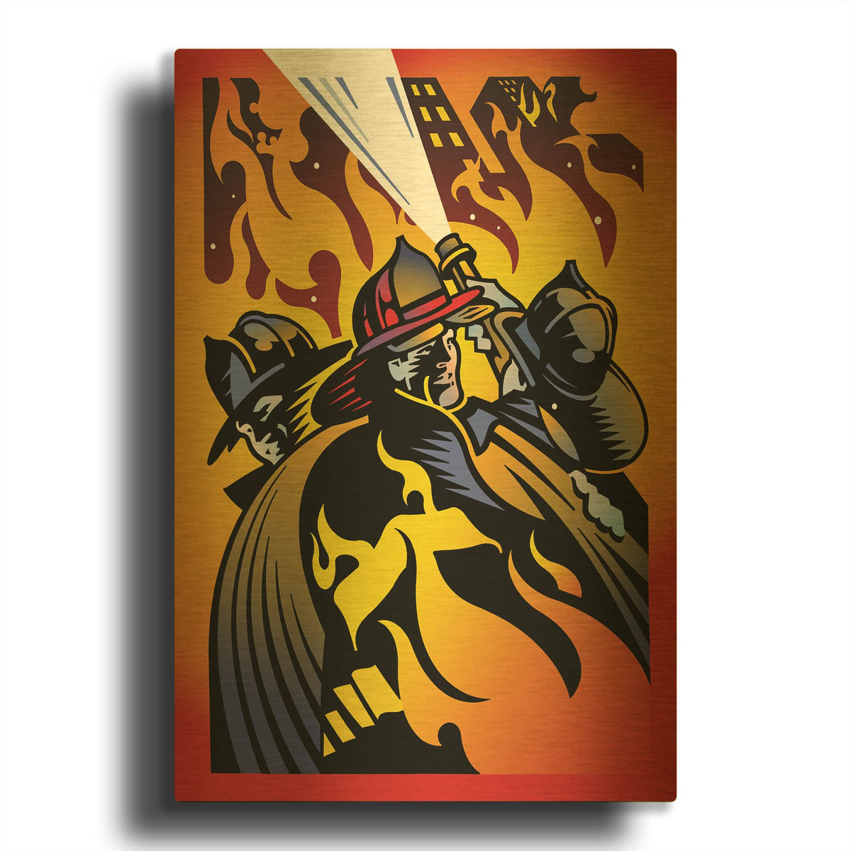 'Firemen' By David Chestnutt Gold Metal Wall Art