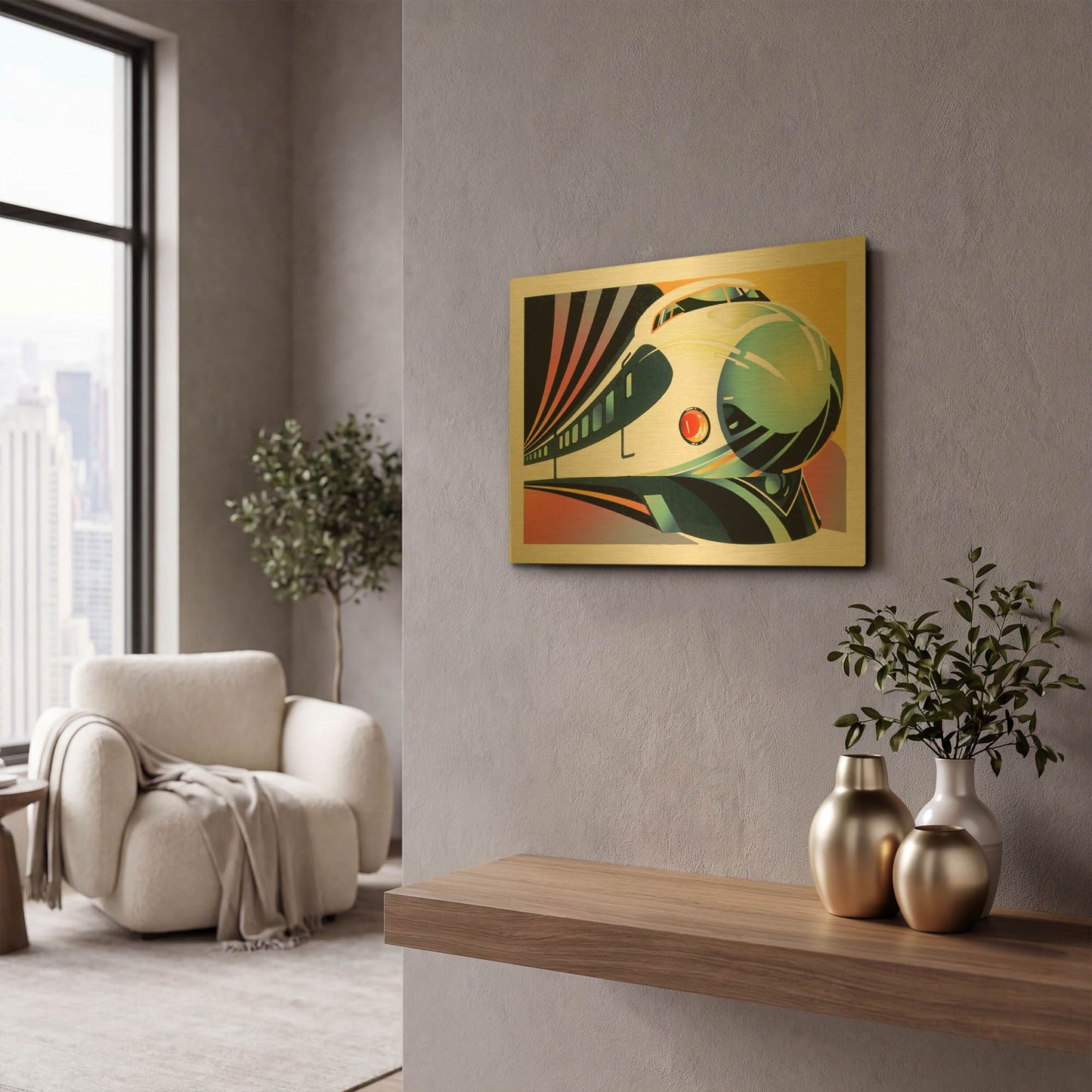 'Japanese High Speed Train' By David Chestnutt Gold Metal Wall Art