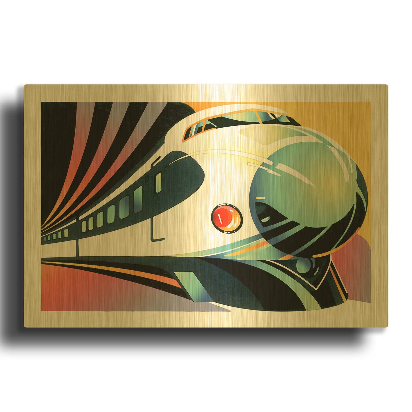 'Japanese High Speed Train' By David Chestnutt Gold Metal Wall Art