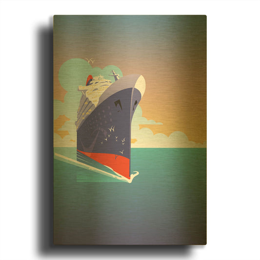 'Liner Blue Skies' By David Chestnutt Gold Metal Wall Art
