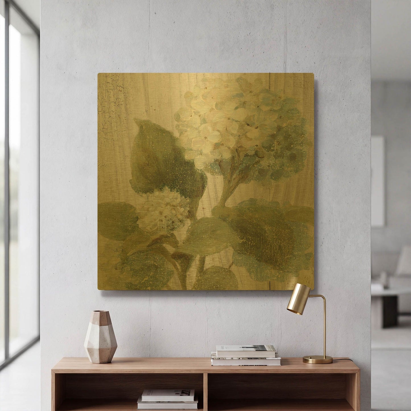 'Scented Cottage Florals IV Crop' By Danhui Nai Gold Metal Wall Art