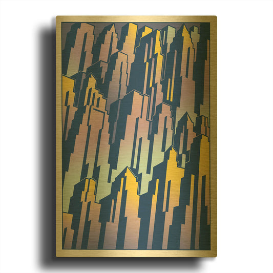 'New Cityscape Grad' By David Chestnutt Gold Metal Wall Art