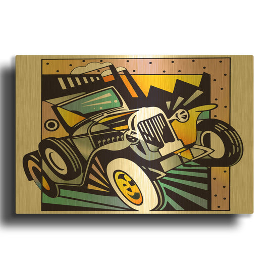 'Old Auto' By David Chestnutt Gold Metal Wall Art