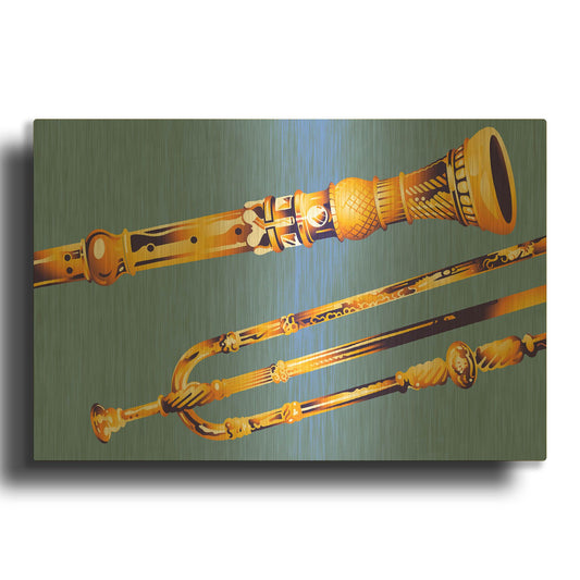 'Old Instruments' By David Chestnutt Gold Metal Wall Art