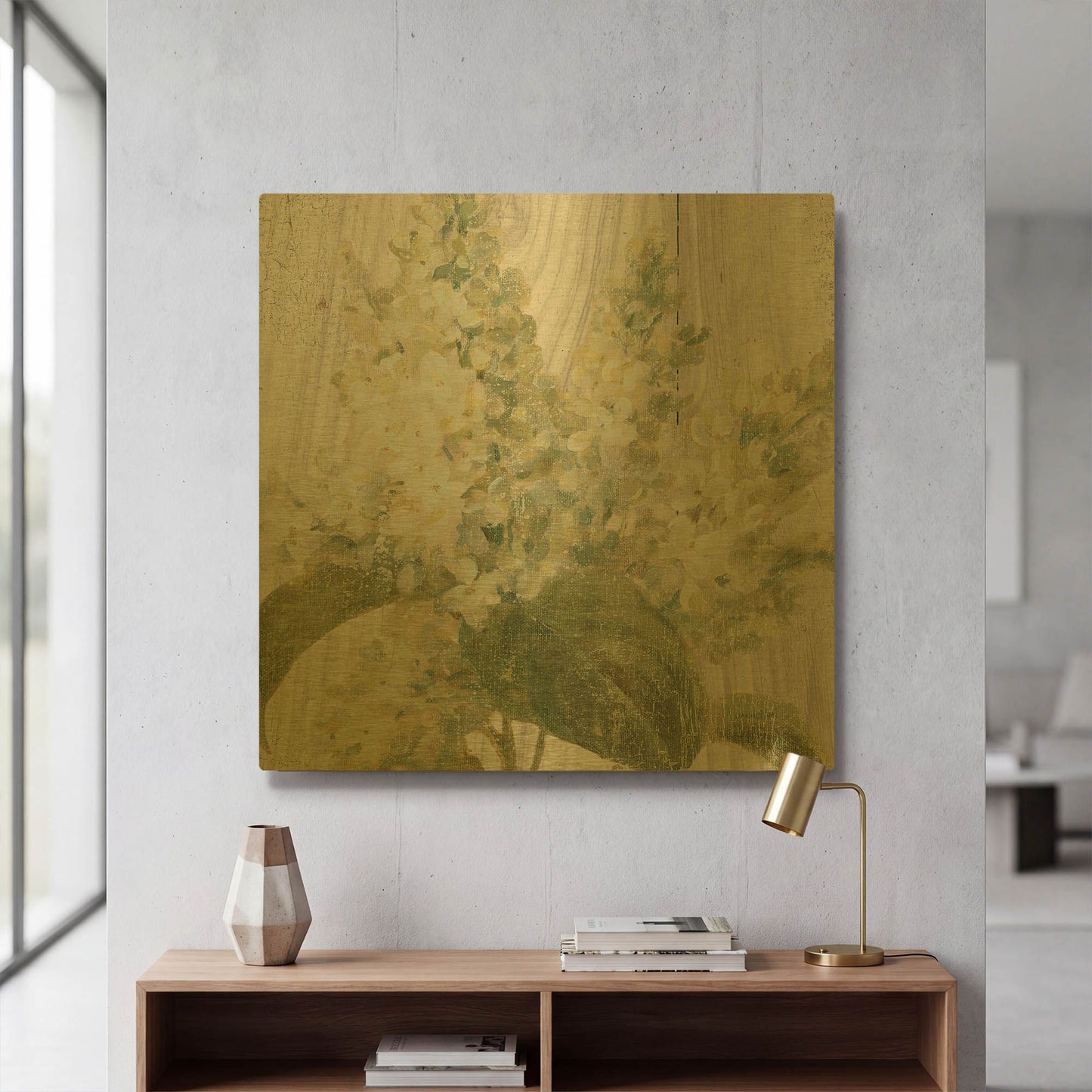 'Scented Cottage Florals II Crop' By Danhui Nai Gold Metal Wall Art