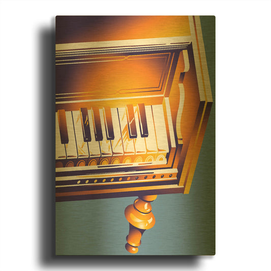 'Old Piano' By David Chestnutt Gold Metal Wall Art