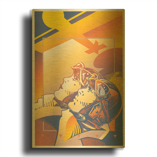 'Pilots Orange' By David Chestnutt Gold Metal Wall Art