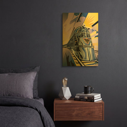 'Pioneer Zephyr' By David Chestnutt Gold Metal Wall Art
