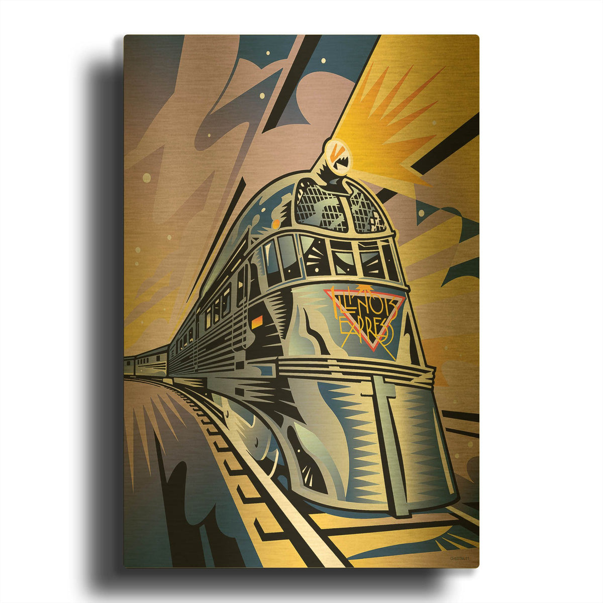 'Pioneer Zephyr' By David Chestnutt Gold Metal Wall Art