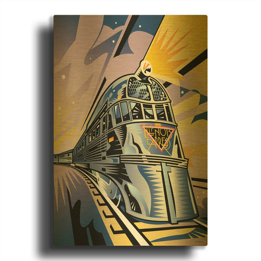 'Pioneer Zephyr' By David Chestnutt Gold Metal Wall Art