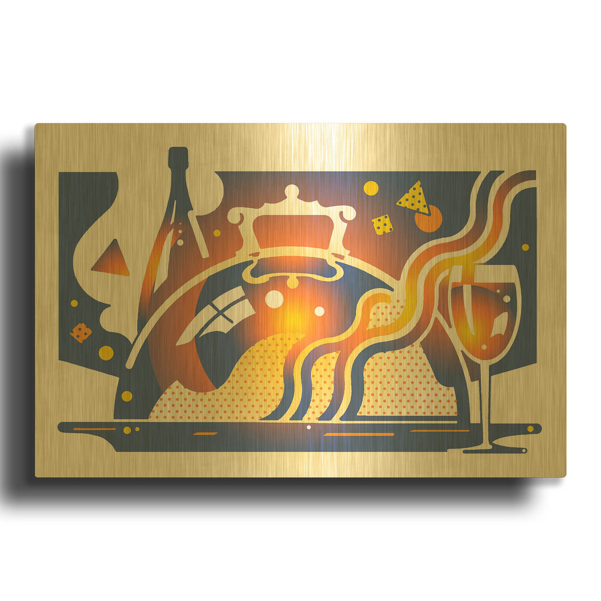 'Restaurant Guide' By David Chestnutt Gold Metal Wall Art