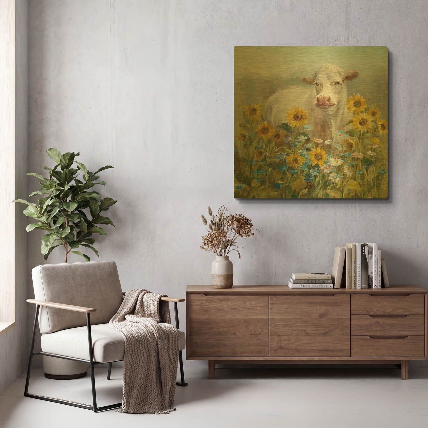 'Farm and Field I v2 Crop' By Danhui Nai Gold Metal Wall Art