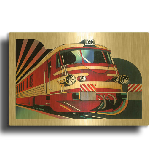 'Train' By David Chestnutt Gold Metal Wall Art