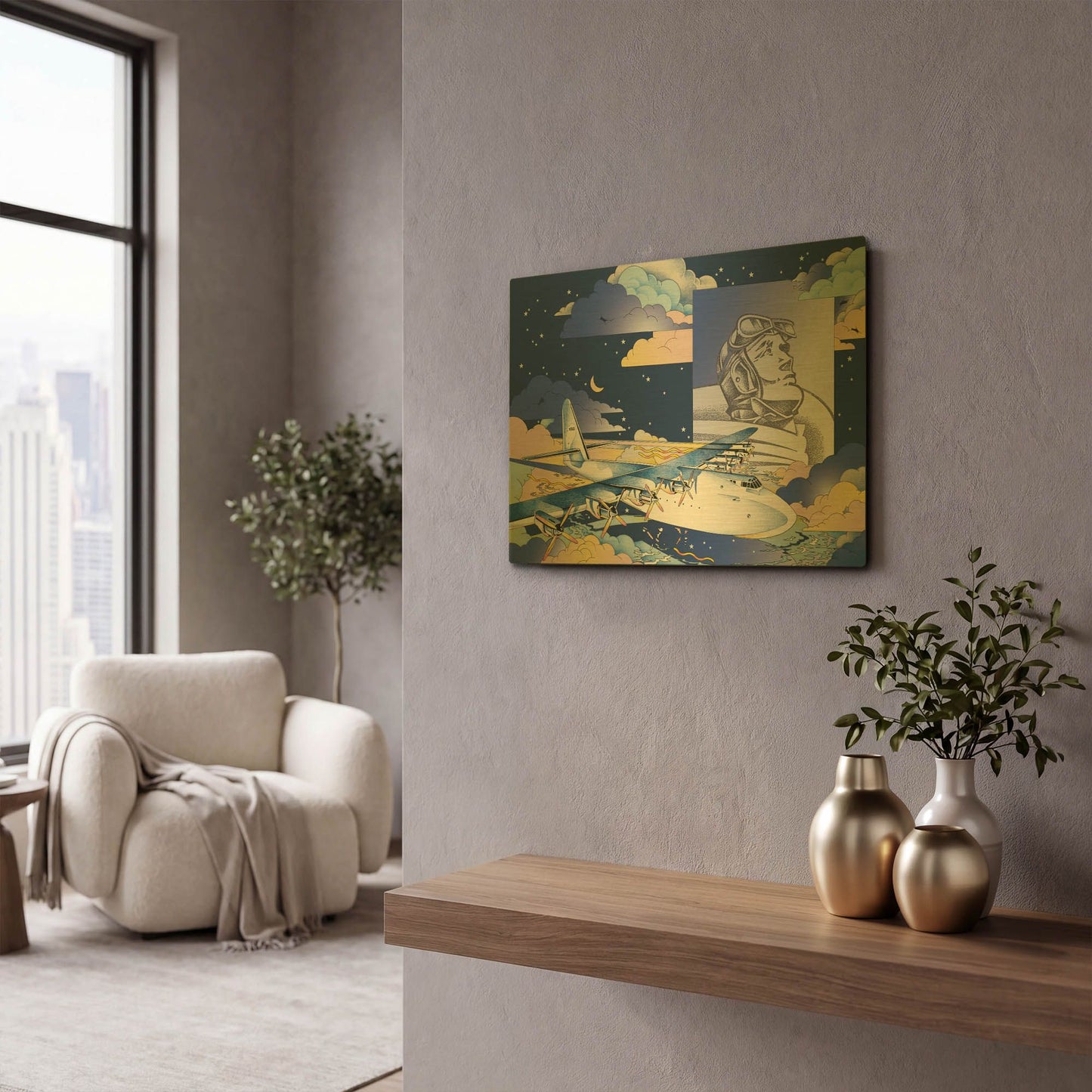 'Spruce Goose' By David Chestnutt Gold Metal Wall Art