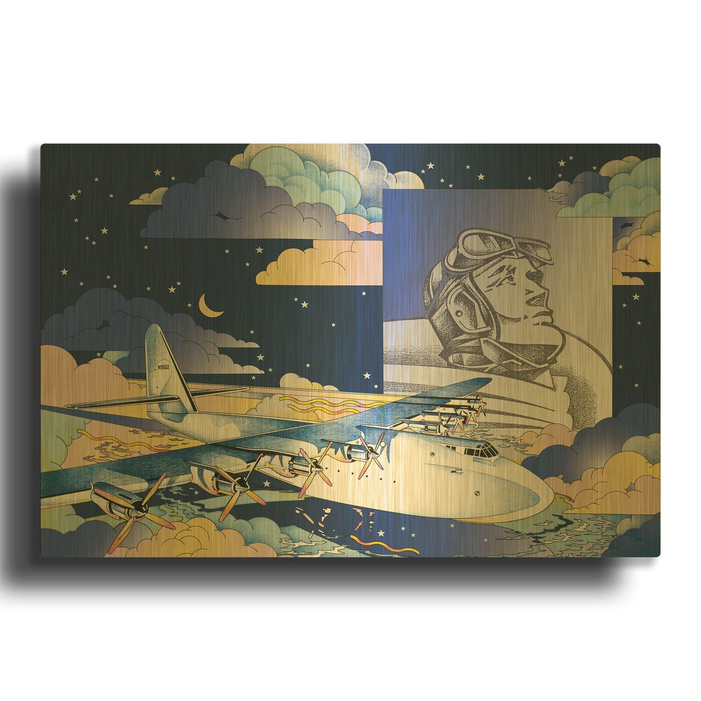 'Spruce Goose' By David Chestnutt Gold Metal Wall Art