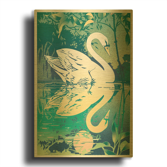'Swan' By David Chestnutt Gold Metal Wall Art