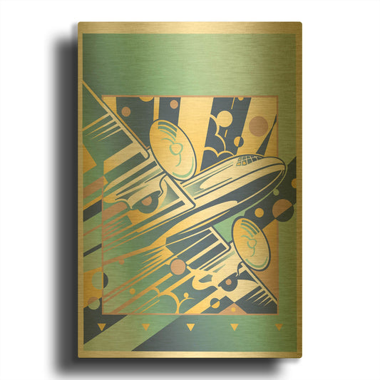 'Taking Off Blue' By David Chestnutt Gold Metal Wall Art