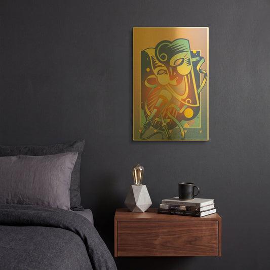 'The Happy Microphone' By David Chestnutt Gold Metal Wall Art
