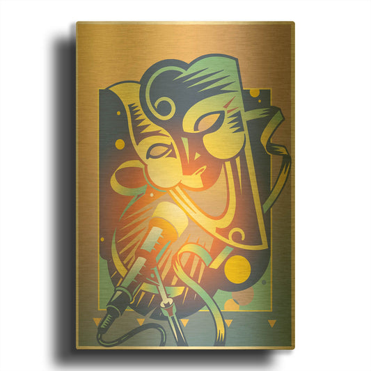 'The Happy Microphone' By David Chestnutt Gold Metal Wall Art