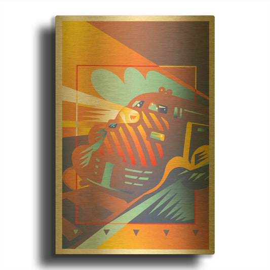 'Train West' By David Chestnutt Gold Metal Wall Art