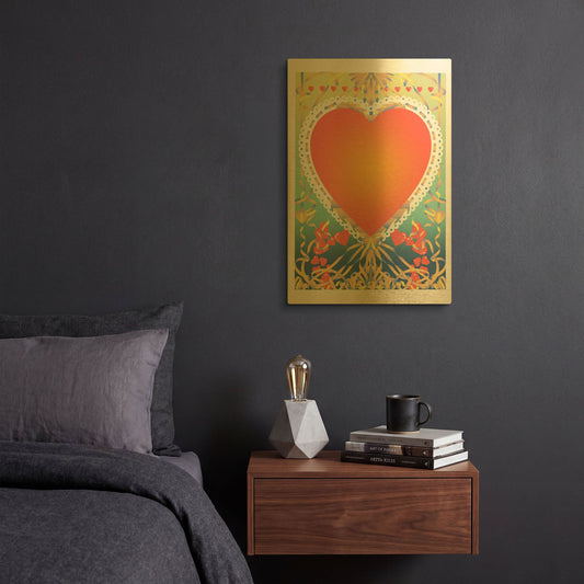 'Valentine Heart' By David Chestnutt Gold Metal Wall Art