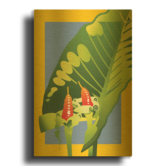 'Alocasia' By David Chestnutt Gold Metal Wall Art