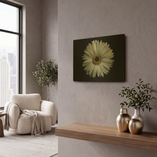 'Backyard Flowers 71 Color Version' By Brian Carson Gold Metal Wall Art