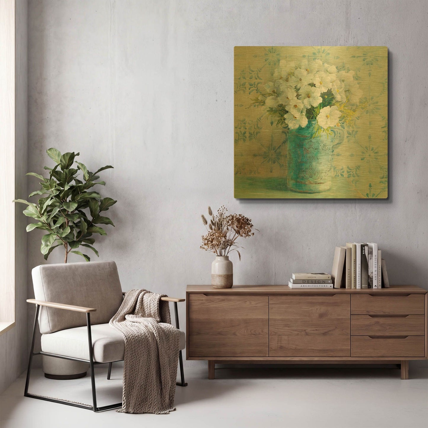 'May Blossoms I Crop' By Danhui Nai Gold Metal Wall Art