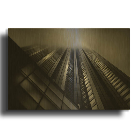 'Downtown Fogfest No 10' By Brian Carson Gold Metal Wall Art