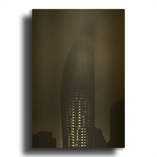 'Downtown Fogfest No 19' By Brian Carson Gold Metal Wall Art
