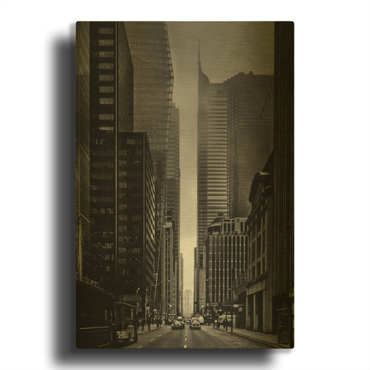 'Downtown Fogfest No 25' By Brian Carson Gold Metal Wall Art