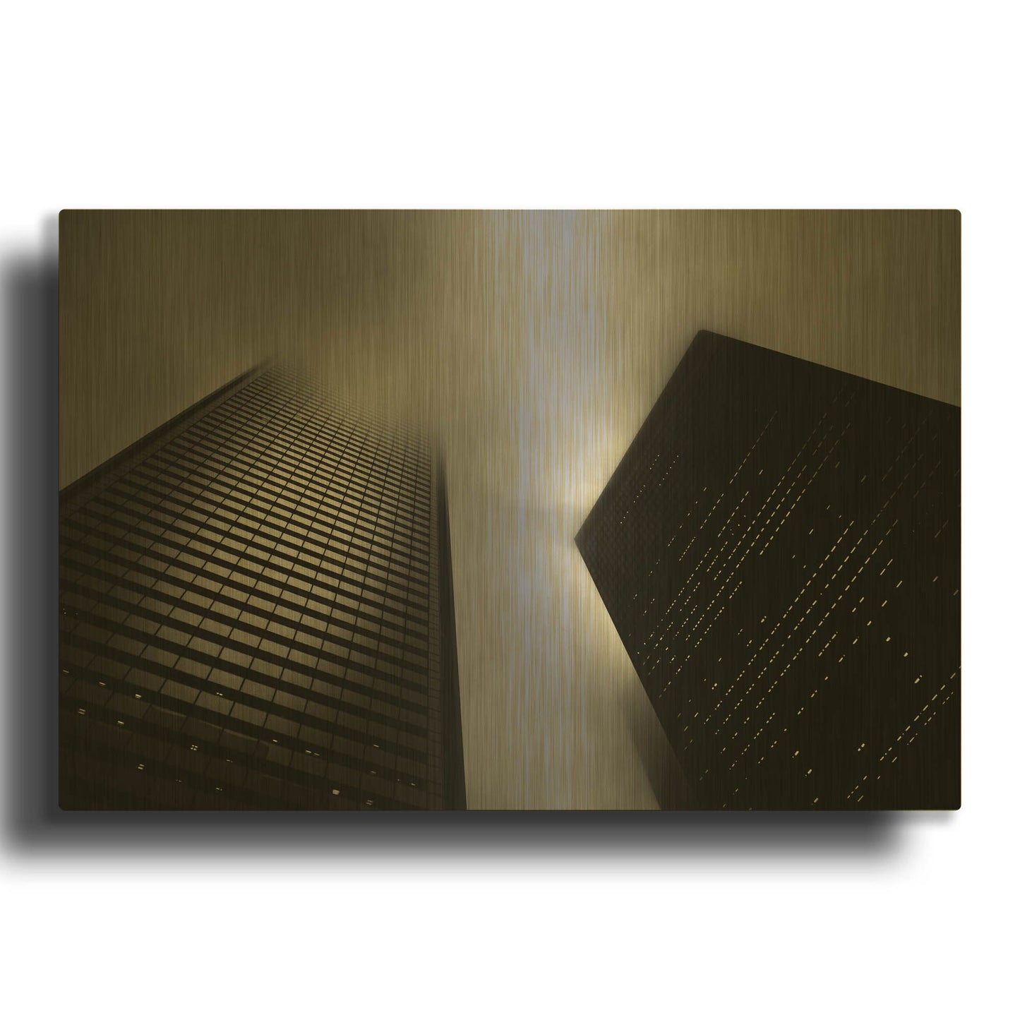'Downtown Fogfest No 33' By Brian Carson Gold Metal Wall Art