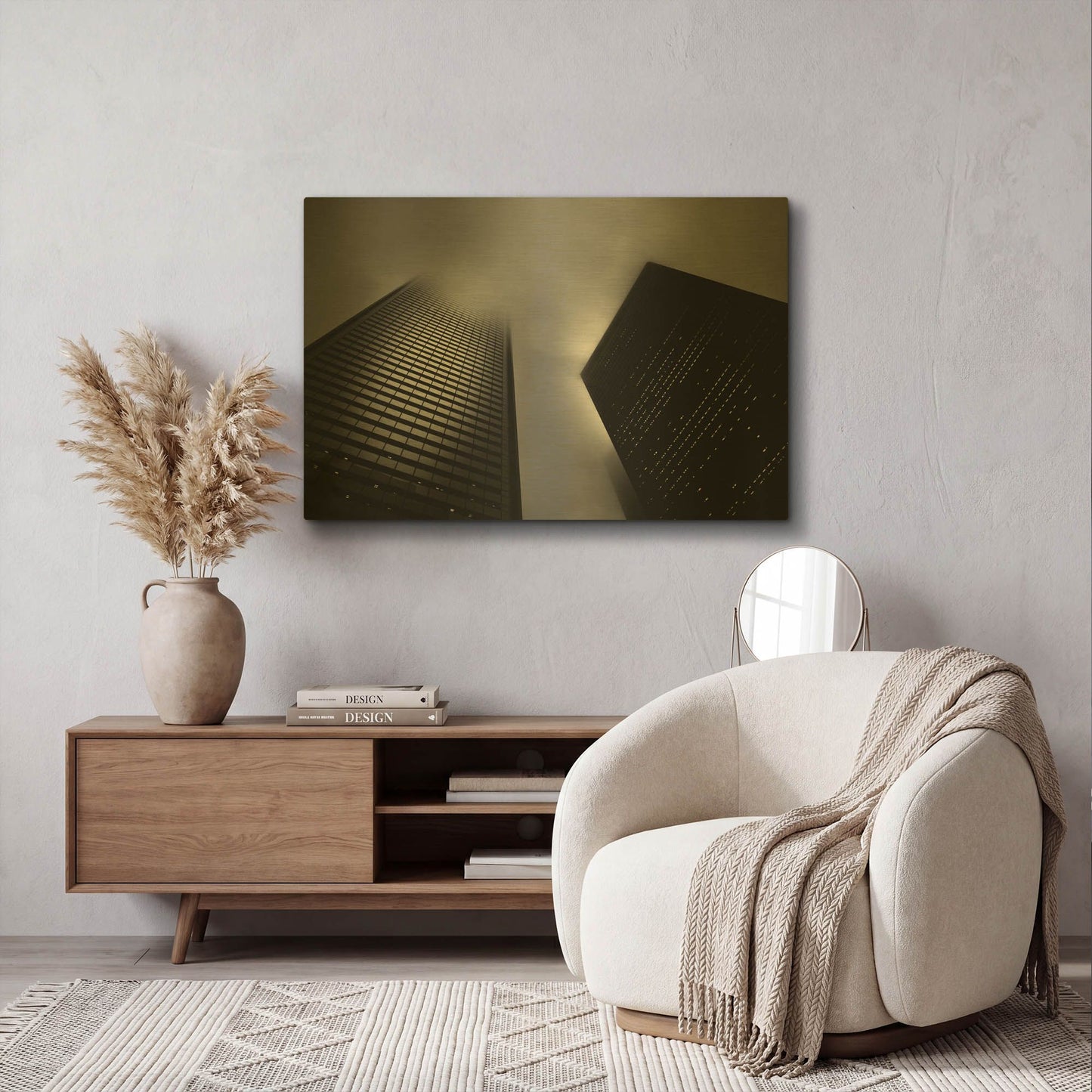 'Downtown Fogfest No 33' By Brian Carson Gold Metal Wall Art
