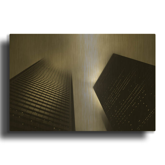 'Downtown Fogfest No 33' By Brian Carson Gold Metal Wall Art