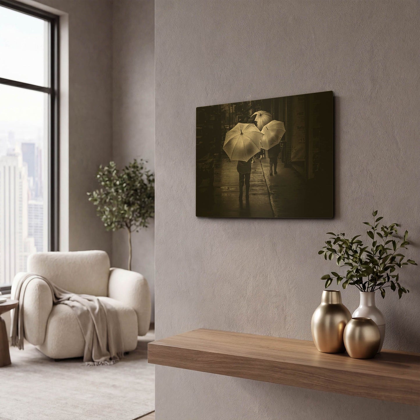 'It Was A Rainy Day No 13' By Brian Carson Gold Metal Wall Art