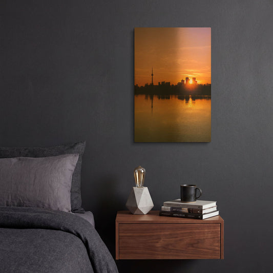 'Leslie Street Spit Toronto Canada Sunset' By Brian Carson Gold Metal Wall Art
