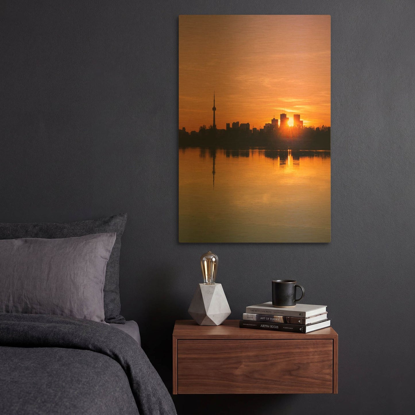 'Leslie Street Spit Toronto Canada Sunset' By Brian Carson Gold Metal Wall Art