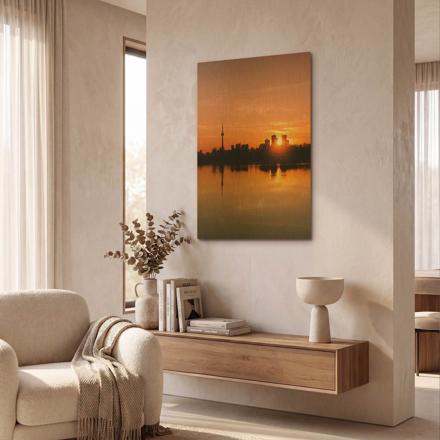'Leslie Street Spit Toronto Canada Sunset' By Brian Carson Gold Metal Wall Art